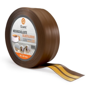 Listwa przypodłogowa samoprzylepna QUEST PCV 50x20mm Ciemny Brąz 25m| elast