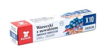 WORECZKI WORKI TOREBKI Z SUWAKIEM 24x30cm KUCHCIK (10) RED PLAST