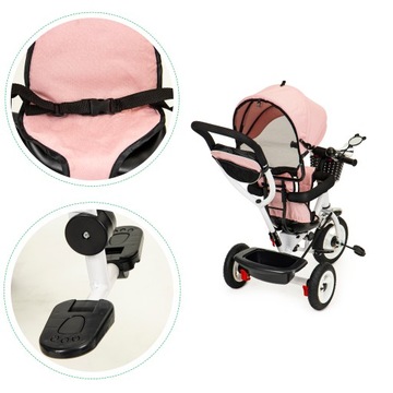 Трехколесный велосипед с поворотной крышей, прочными резиновыми колесами ECOTOYS.