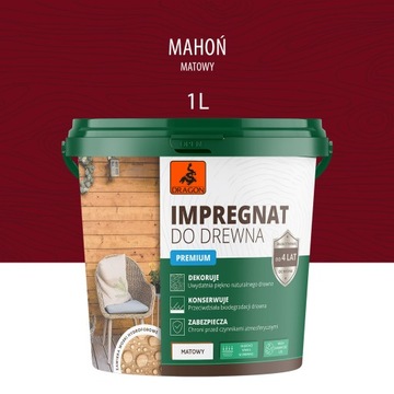 Impregnat do drewna PREMIUM DRAGON 1L MAHOŃ