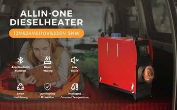 NAGRZEWNICA DIESEL OGRZEWANIE POSTOJOWE BLUETOOTH 8KW 12V