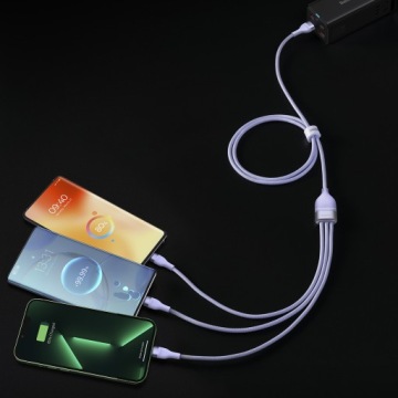 USB-КАБЕЛЬ BASEUS 3IN1 ДЛЯ IPHONE MICRO TYPE-C 6A LED