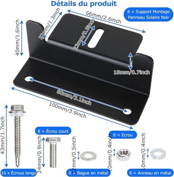 НАБОР ИЗ 8 СОЛНЕЧНЫХ ПАНЕЛЕЙ ДЛЯ УСТАНОВКИ