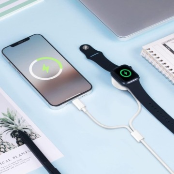 Индуктивное зарядное устройство Быстрый кабель для Apple Watch iPhone USB-C 2в1