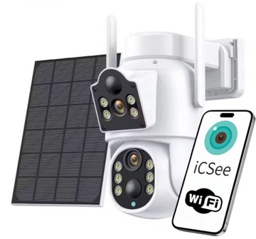 ZEWNĘTRZNA KAMERA SOLARNA WIFI 4K TYP-C DWA OBIEKTYWY 8MP APLIKACJA ICSee