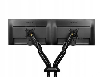 НАСТОЛЬНЫЙ ДЕРЖАТЕЛЬ ГАЗОВАЯ ПРУЖИНА ДЛЯ 2 МОНИТОРОВ 17–27 ДЮЙМОВ + ПОДСТАВКА ДЛЯ НОУТБУКА 10–17 ДЮЙМОВ