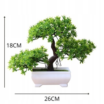 ŚLICZNA DEKORACJA SZTUCZNE DRZEWKO ZIELONE BONSAI OZDOBA WYSOKA JAKOŚĆ 26CM