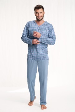 Piżama męska LUNA kod 795 w serek niebieski XL