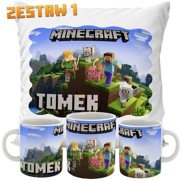 ПОДАРОЧНАЯ ПОДУШКА + НАБОР КРУЖКИ MINECRAFT NAME