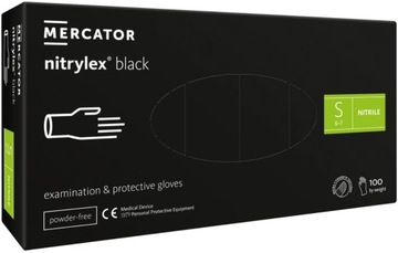 MERCATOR Nitrylex BLACK Rękawiczki rękawice nitrylowe bezpudrowe S 100szt