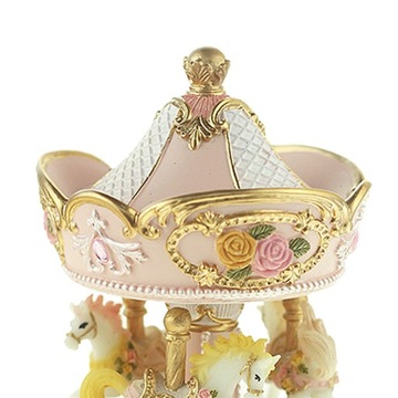 Красочная музыкальная шкатулка-карусель с розовыми лошадками