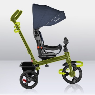 ТРЕХКОЛЕСНЫЙ ВЕЛОСИПЕД 2в1, ПОВОРОТНЫЙ, РЕГУЛИРУЕМЫЙ, С КОЗЫРЕКОМ LIONELO HAARI