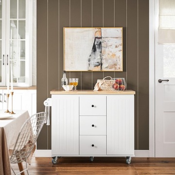 Мобильный кухонный остров Барный шкаф Обеденный стол на тележках FKW96-II-WN