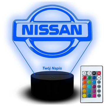 Lampka Nocna Led Statuetka 3D Grawer Samochód Logo Nissan Skyline Auto Imię
