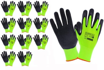 12 par Rękawice robocze lateksowe X- LATOS NEON 9