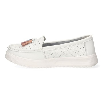 МОКАСИНЫ ЖЕНСКИЕ SERGIO LEONE SP015 БЕЛЫЕ ТУФЛИ, НАТУРАЛЬНАЯ КОЖА R 40