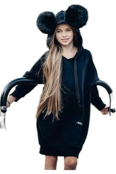 TUNIKA DZIEWCZĘCA OCIEPLONA USZY KIDS BY 134/140