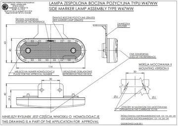 W47ww Светодиодный боковой габаритный фонарь, оранжевая сторона