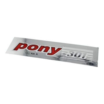 Naklejka chrom osłony łańcucha Romet Pony 301 - napis czerwony, 301 biały