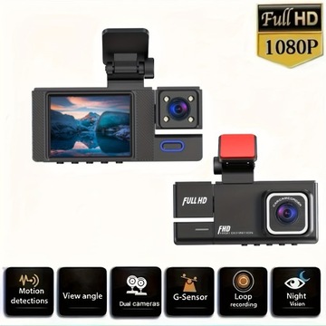 3-канальная передняя и задняя внутренняя автомобильная камера, автомобильная камера 1080P с ИК и ночным видением,