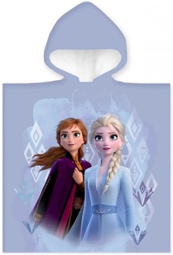 Dziewczęce ponczo plażowe - ręcznik kąpielowy z kapturem Kraina Lodu - Anna i Elsa