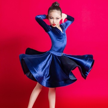 Aksamitna sukienka do tańca latynoskiego dla dzieci Tango Salsa Dance Dress