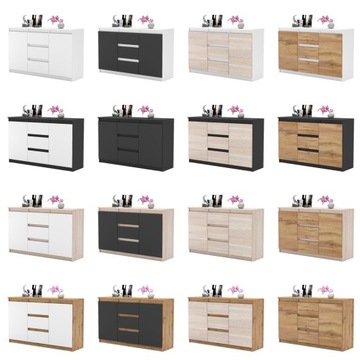 AGA комод 120СМ БЕТОН/МАТОВЫЙ БЕЛЫЙ Вместительный шкаф с 3 ящиками МИКС ЦВЕТОВ