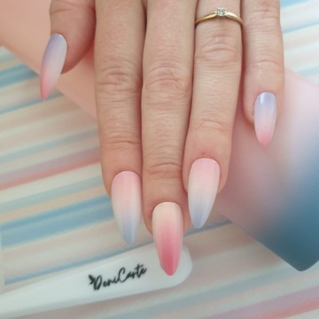 Paznokcie Sztuczne Tipsy Almond Ombre Różowe z Klejem 24szt