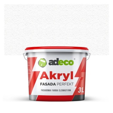 Farba elewacyjna ścienna fasadowa Akrylowa 3l kolor BIAŁY