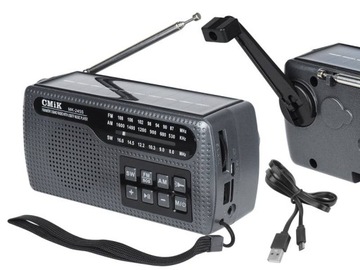 Radio prznośne campingowe MK-245S z panelem solarnym korbką wyświetlacz