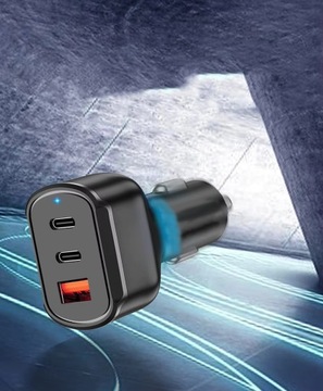 АВТОМОБИЛЬНОЕ ЗАРЯДНОЕ УСТРОЙСТВО БЫСТРАЯ ЗАРЯДКА USB 2x USB-C PD QC 68 Вт МОЩНЫЙ 3 А