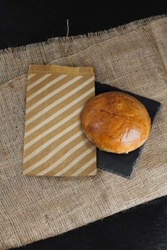 СЛОЖЕННЫЕ бумажные пакеты 12х21 ланч-пакеты СЕРЫЕ БЕЛЫЕ ПОЛОСКИ x100