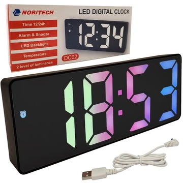ZEGAR ELEKTRONICZNY LED STOJĄCY BUDZIK KOLOROWY
