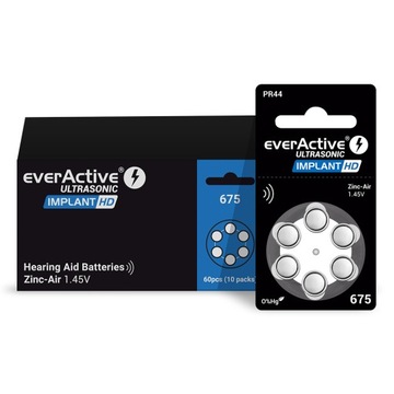 MOCNE baterie słuchowe do imlantów everActive Implant HD 675 PR44 - 120 szt
