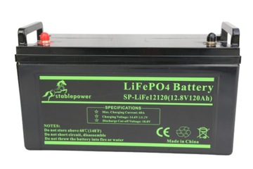 AKUMULATOR LITOWY LifePO4 12V 120Ah BMS do KAMPERA ŁODZI PANELI UPS