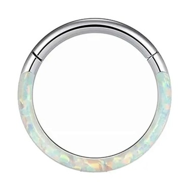Kolczyk segment clicker septum ozdobny Opal Opalit 8mm