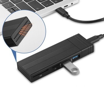 Корпус для диска M.2 NVME SSD 2в1 с USB 3.2 gen2 HUB + SD-кардридер