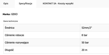 Wąż hydrantowy parciany strażacki 52mm 2