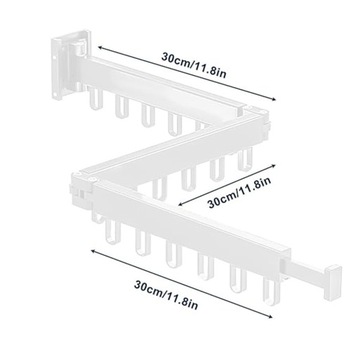 ВЕШАЛКА НАСТЕННАЯ ДЛЯ ОДЕЖДЫ БЕЛАЯ, ТРИ СКЛАДНАЯ