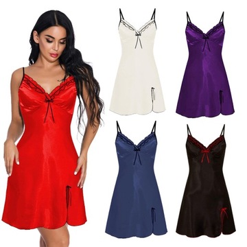 Sexy Silk Satin Split Hem Babydoll Camisole Linger