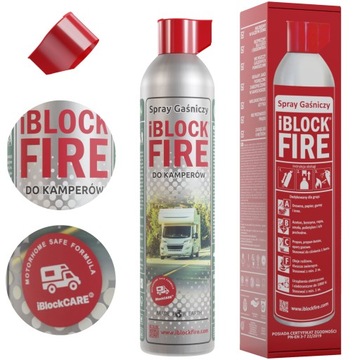 SPRAY GAŚNICZY DO KAMPERÓW iBlockFIRE NA CAMPING l BIO GAŚNICA A,B,C,F,E