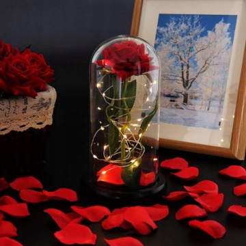 ВЕЧНАЯ РОЗА В КРАСНОМ СТЕКЛЕ В ПОДАРОЧНОЙ КОРОБКЕ
