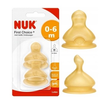 NUK Smoczek na butelkę FC+ lateks 2szt. 0-6m