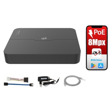 REJESTRATOR DO KAMER IP ZASILANIE POE 4 KANAŁY DO 8 MPX ONVIF P2P APLIKACJA
