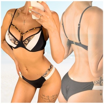 KOSTIUM KĄPIELOWY BIKINI KOMPLET WKŁADKI PUSH UP L