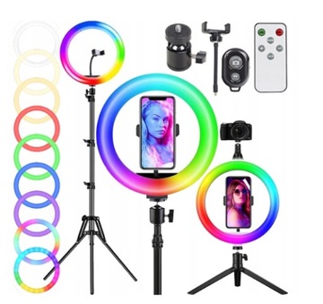 СВЕТОДИОДНАЯ КОЛЬЦЕВАЯ RGB ЛАМПА СО ШТАТИВОМ ДЛЯ ФОТО И ВИДЕО СЕЛФИ МАКИЯЖА