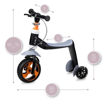 MOMI HULAJNOGA TRÓJKOŁOWA ELIOS ORANGE LED JEŹDZIK