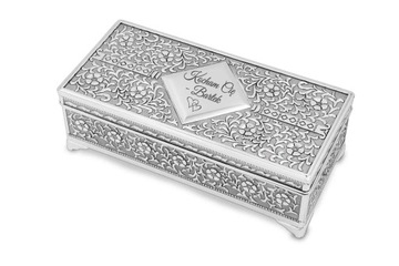 Posrebrzana szkatułka na Biżuterię z GRAWEREM S3