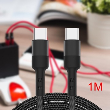 Кабель для передачи данных USB C, 60 Вт, 3 А, быстрый, 100 см, черный