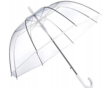PARASOL TRANSPARENTNY PARASOLKA PRZEZROCZYSTA NA ŚLUB BIAŁA DUŻA SKŁADANA